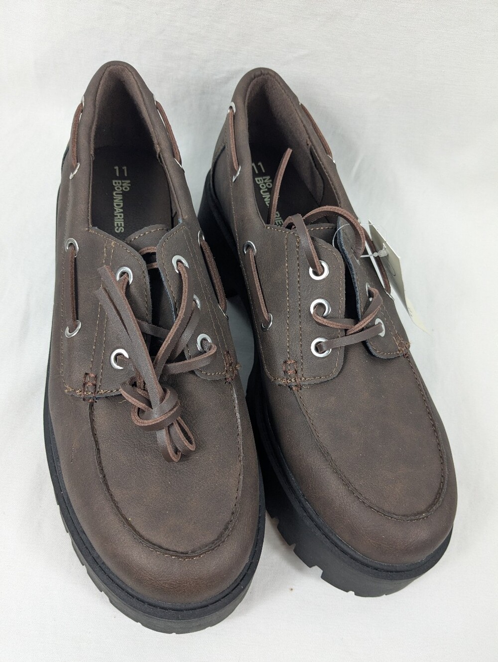 Women's No Boundaries Platform Boat Shoes Brown Size 11 Lace-up NWT